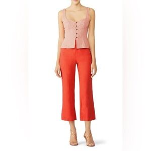 MARA HOFFMAN Lola Top Coral White Blouse Bustier Shirt Peplum Pink Orange Plaid